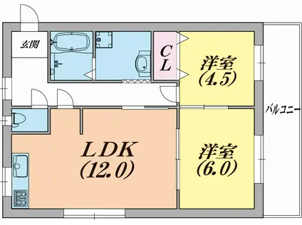 ウィングパレス(2LDK/1階)の間取り写真