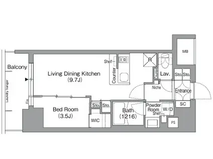 コンフォリア・リヴ北浜淡路町(1LDK/2階)の間取り写真