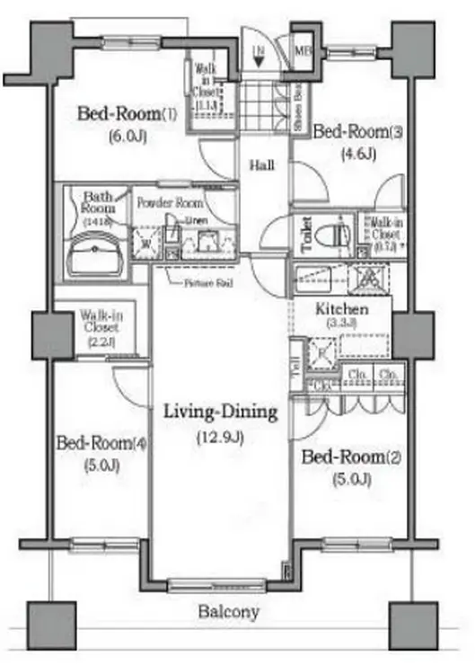 ザレジデンス本牧横浜ベイサイド 7階階 間取り