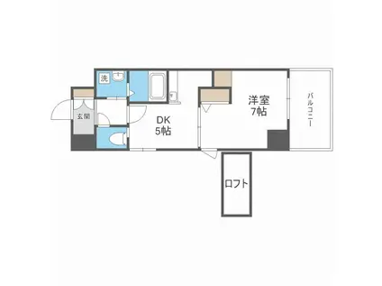 QREST博多東Ⅱ(1DK/9階)の間取り写真