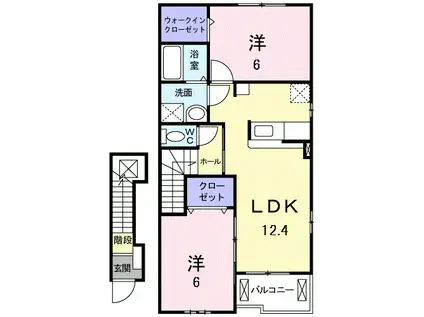 クリアネス F II(2LDK/2階)の間取り写真