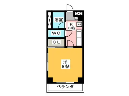 グローリーピア(1K/2階)の間取り写真