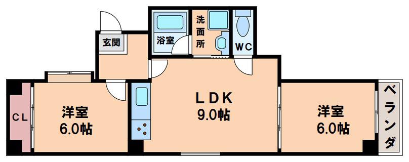 協和産業ビル(2LDK/4階)の間取り写真