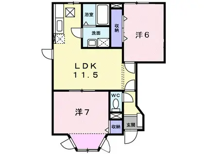 サンヒル森岡(2LDK/1階)の間取り写真