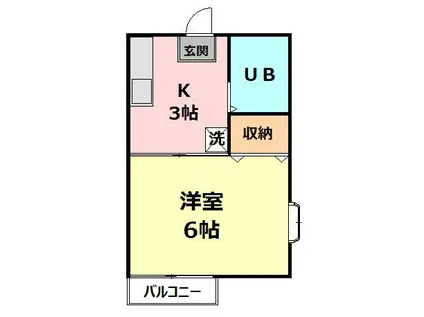 スカイハイツ(1K/2階)の間取り写真