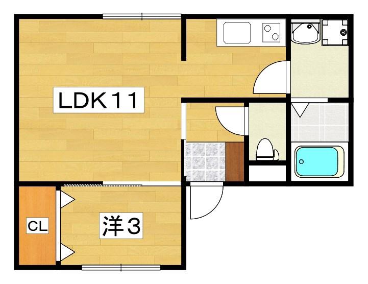 LALAくずは(1LDK/1階)の間取り写真