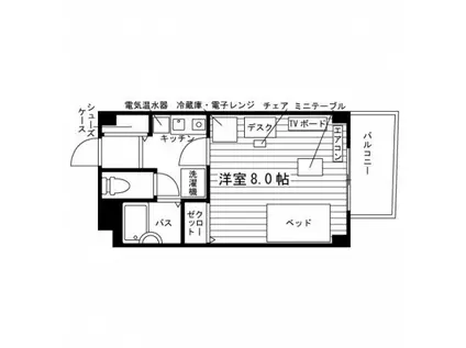 ユニエトワール大曽根(1K/4階)の間取り写真
