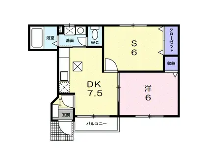 ベルアラモ(1SDK/1階)の間取り写真