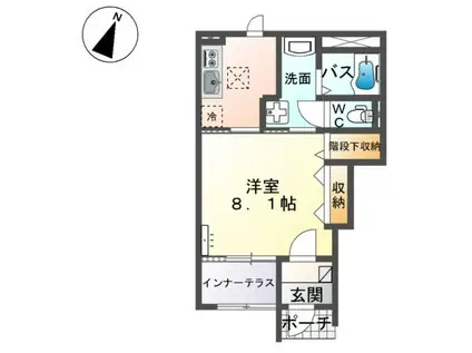 ベルフィオーレ(1K/1階)の間取り写真