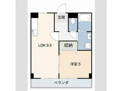 柘植マンション(1LDK/3階)の間取り写真