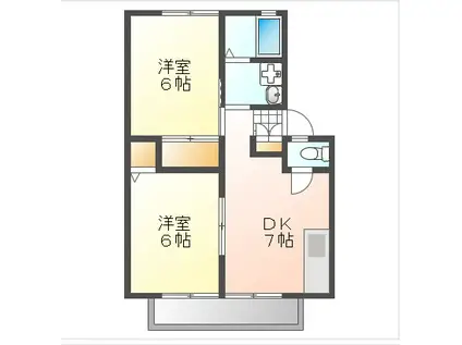 ウインディア湊II(2DK/2階)の間取り写真