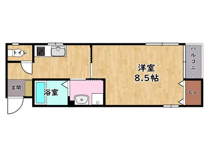 グラシア中薮(1K/1階)の間取り写真