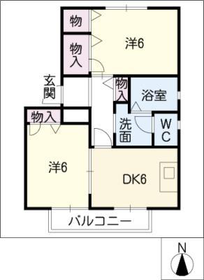 メゾンアンブリック(2K/2階)の間取り写真