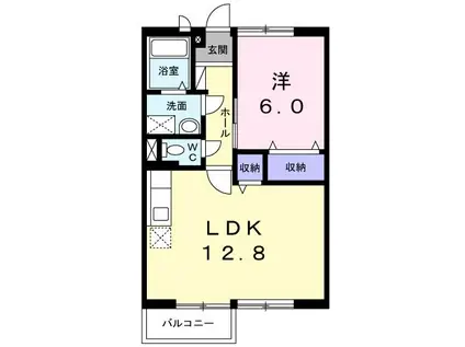 WING B(1LDK/1階)の間取り写真