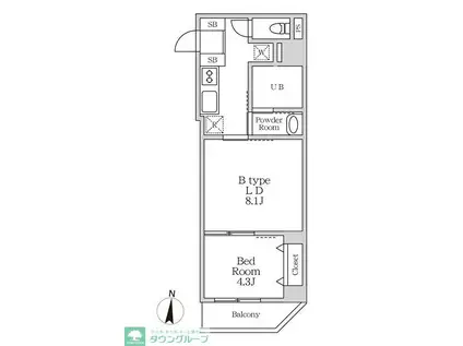ラヴィエール錦糸公園(1LDK/2階)の間取り写真