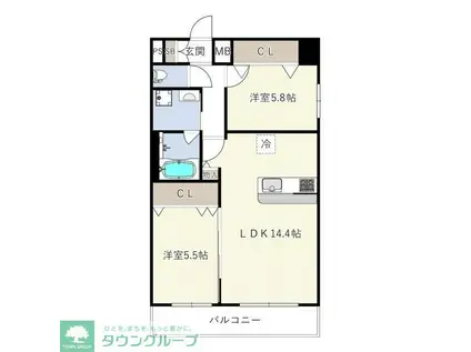 TCS北浦和レジデンス(2LDK/12階)の間取り写真