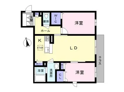 クラヴィーア上野芝(2LDK/1階)の間取り写真