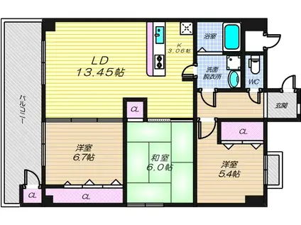 パルテール21(3LDK/6階)の間取り写真