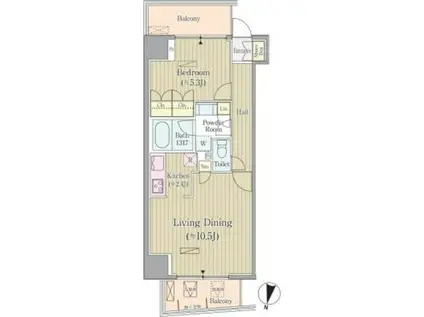 リンデンコート市ヶ谷(1LDK/8階)の間取り写真