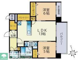 大手門3丁目ビル(2LDK/2階)の間取り写真