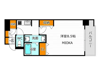 オリエンタル阿倍野メゾン(1K/4階)の間取り写真