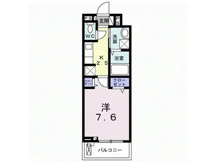 グランドールIII(1K/2階)の間取り写真