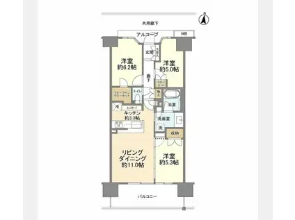 ドレッセ中央林間B(3LDK/12階)の間取り写真