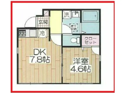 グリーンフォレストI(1DK/1階)の間取り写真