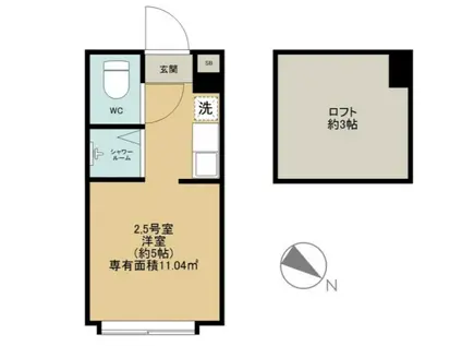 LEDミラージュ(ワンルーム/2階)の間取り写真