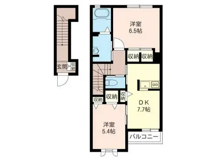 ヴェスト富岡(2DK/2階)の間取り写真