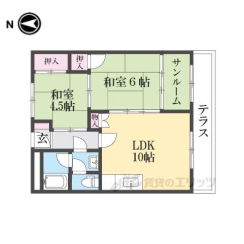 清水谷コーポ(2LDK/1階)の間取り写真