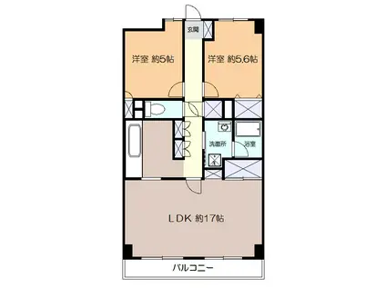 プレミール中央(2LDK/5階)の間取り写真