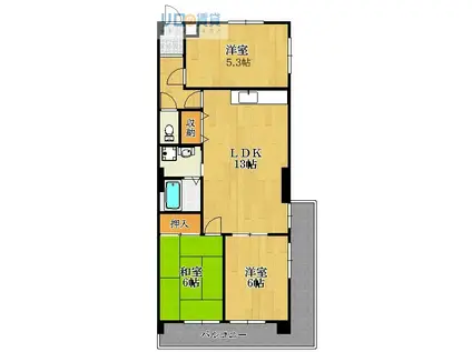 アルク宝塚(3LDK/2階)の間取り写真