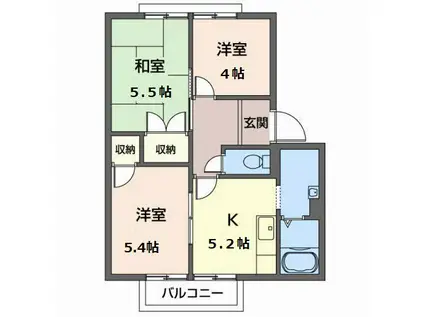 ガーデンハイツ緑ケ丘EFGH(3K/2階)の間取り写真