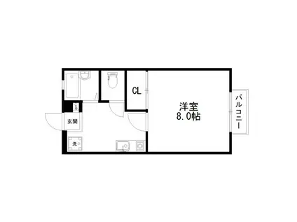 レザムルーズ(1K/2階)の間取り写真