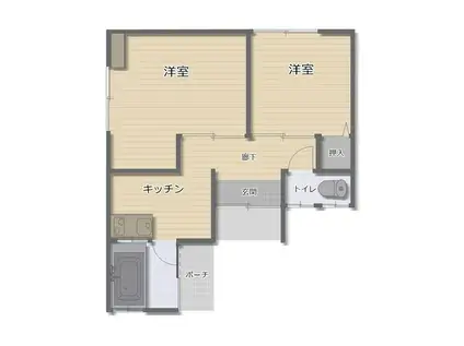 菜根4丁目(2K/1階)の間取り写真