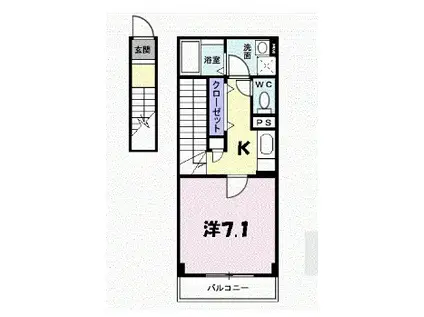 フィオーレ橘(1K/2階)の間取り写真