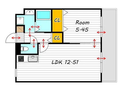 WISTERIA(1LDK/5階)の間取り写真