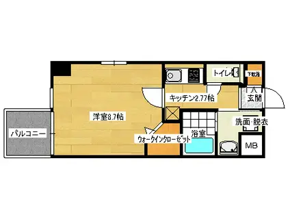 グラビスコート広島駅前通(1K/10階)の間取り写真