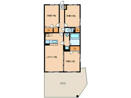 エターナル志登(3LDK/1階)の間取り写真