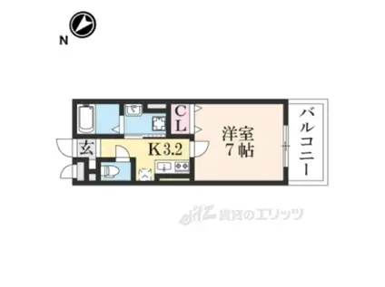 CRESCERE洛北(1K/2階)の間取り写真