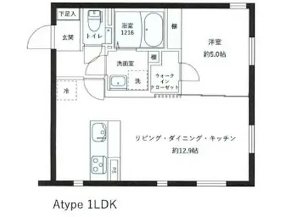 レピュア目黒本町レジデンス(1LDK/2階)の間取り写真