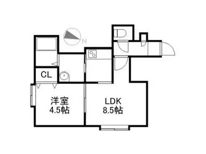 アドバンス北19条(1LDK/3階)の間取り写真