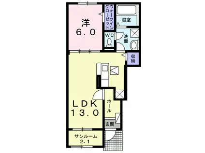 セルフィーユ I(1LDK/1階)の間取り写真