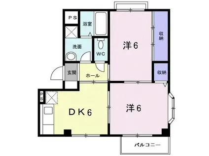 レジデンス田中II(2DK/2階)の間取り写真