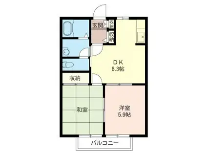 セントラルヴィレッジ(2DK/2階)の間取り写真