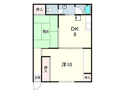 チャンピオン兵庫ビル(2LDK/1階)の間取り写真