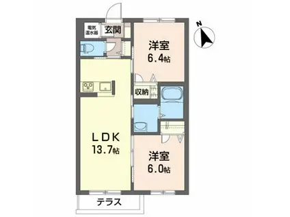 MAISON・MAST嶋B(2LDK/1階)の間取り写真