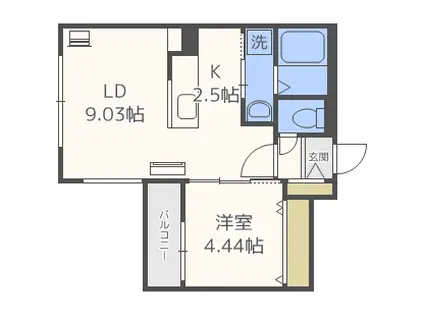 ビッグレジデンス美園(1LDK/2階)の間取り写真