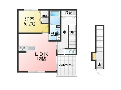 WATT HOUSE(1LDK/2階)の間取り写真